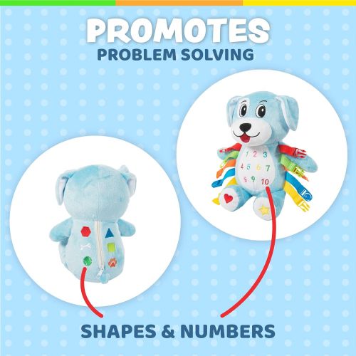  Buckle Toys Buckle Toy - Barkley Dog - Plush Animal Learning Toy - Develop Fine Motor Skills - Counting and Color Recognition