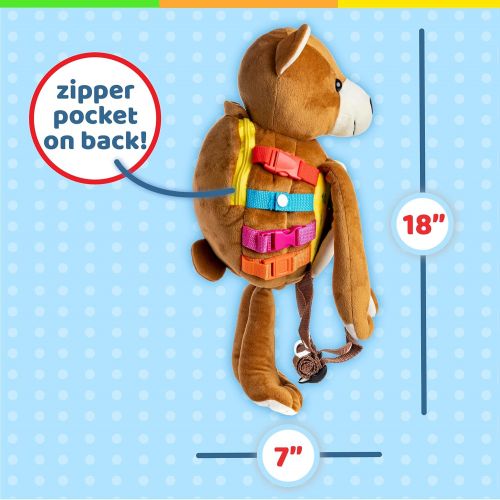  Buckle Toys Buckle Toy - Bamboo Panda - Toddler Plush Activity Backpack - Fine Motor & Basic Life Skills Travel Toy