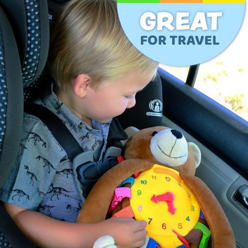  Buckle Toys Buckle Toy - Bamboo Panda - Toddler Plush Activity Backpack - Fine Motor & Basic Life Skills Travel Toy
