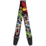 buckle-down 4 poses, 2 inches wide guitar strap-marvel avengers superheroes close-up (gs-wav012)