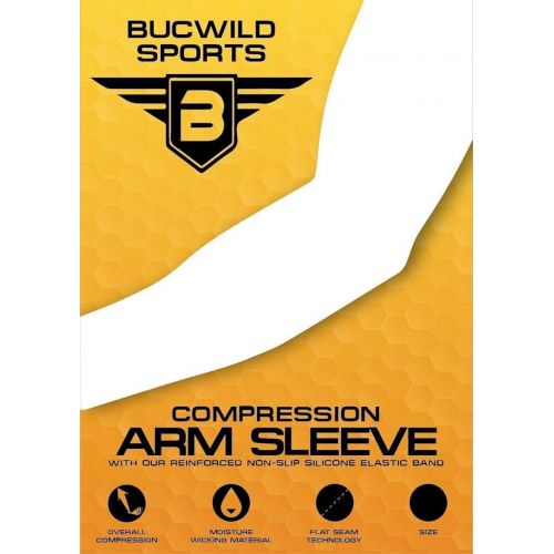  Bucwild Sports B Bucwild Sports Compression Arm Sleeve - Youth & Adult Sizes - Baseball Football Basketball Sports (1 Arm Sleeve)