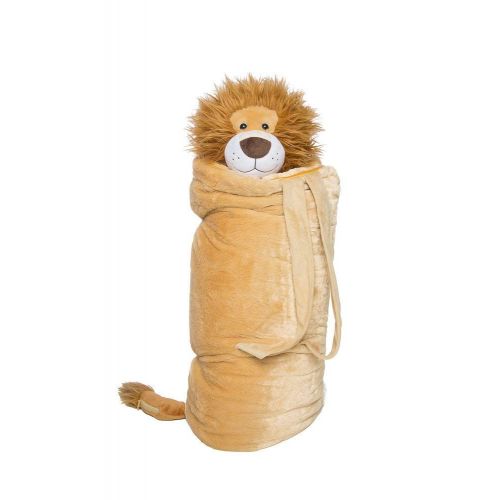  BuddyBagz Lion Brave Buddy, Super Fun & Unique Sleeping Bag/Overnight & Travel Kit for Kids, All in 1 Traveling-Made-Easy Solution Complete with Stuffed Animal, Pillow, Sleeping Ba
