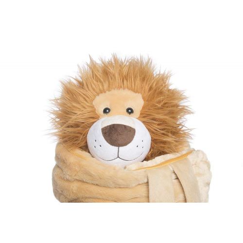  BuddyBagz Lion Brave Buddy, Super Fun & Unique Sleeping Bag/Overnight & Travel Kit for Kids, All in 1 Traveling-Made-Easy Solution Complete with Stuffed Animal, Pillow, Sleeping Ba