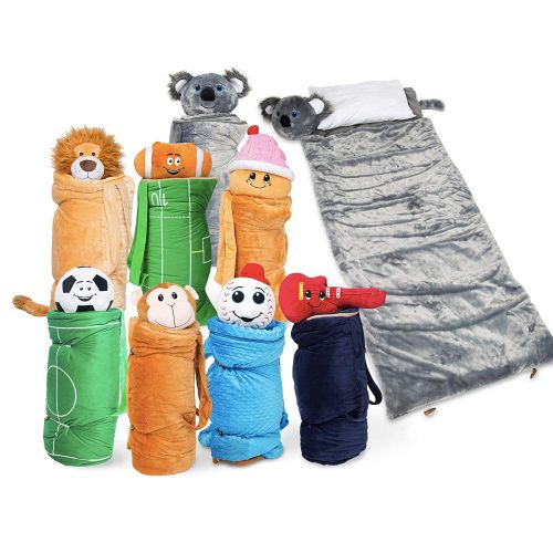  BuddyBagz Lion Brave Buddy, Super Fun & Unique Sleeping Bag/Overnight & Travel Kit for Kids, All in 1 Traveling-Made-Easy Solution Complete with Stuffed Animal, Pillow, Sleeping Ba