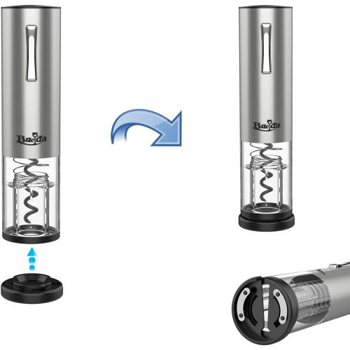  Bueda Korkenzieher Elektrisch, Flaschenoeffner Automatisch, Weinoeffner Screwpull Elektrischer fuer Wein, Edelstahl, Akku Lithium, ohne Kraft inkl, mit Folienschneider und Edelstahlst