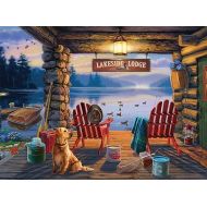 Buffalo Games - Darrell Bush - Lakeside Lodge Twilight - 1000 Piece Jigsaw Puzzle for Adults Challenging Puzzle Perfect for Game Nights