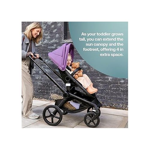  Bugaboo Fox 5 All-Terrain Stroller, 2-in-1 Baby Stroller with Full Suspension, Easy Fold, Spacious Bassinet, Extendable Toddler Seat, One-Handed Maneuverability (Midnight Black)