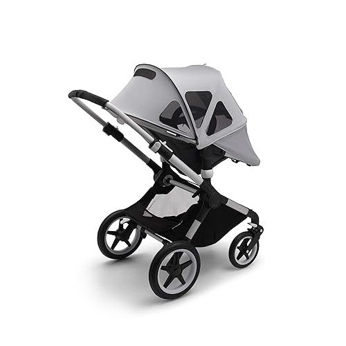  Bugaboo Fox 2 / Lynx Breezy Sun Canopy - Extendable Sun Canopy with UPF Sun Protection and Mesh Ventilation Panels, Also Compatible with Fox and Cameleon3 - Misty Grey