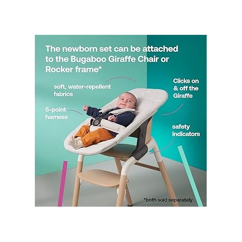  Bugaboo Giraffe Newborn Set for Giraffe High Chair and Rocker, Ergonomic Design, Tornado Grey