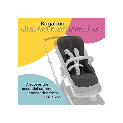  Bugaboo Dual Comfort Seat Liner Fully Reversible to Regulate Body Temperature, Compatible with All Bugaboo Strollers-Midnight Black