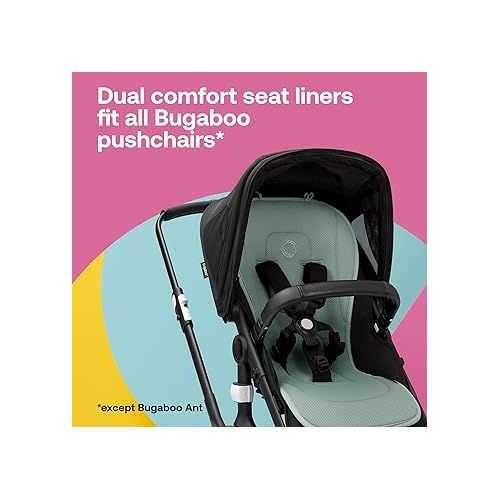  Bugaboo Dual Comfort Seat Liner Fully Reversible to Regulate Body Temperature, Compatible with All Bugaboo Strollers-Midnight Black