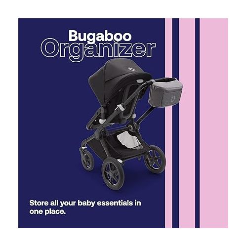  Bugaboo Organizer - Compact Size Multipocket Diaper Bag - Universal Compatible with Any Stroller - Attaches to the Handlebar (Grey Melange)