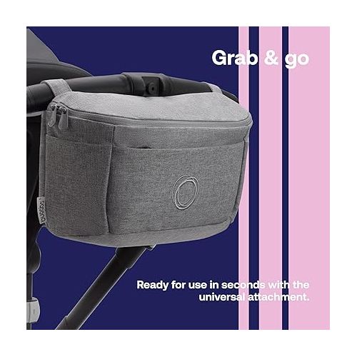  Bugaboo Organizer - Compact Size Multipocket Diaper Bag - Universal Compatible with Any Stroller - Attaches to the Handlebar (Grey Melange)