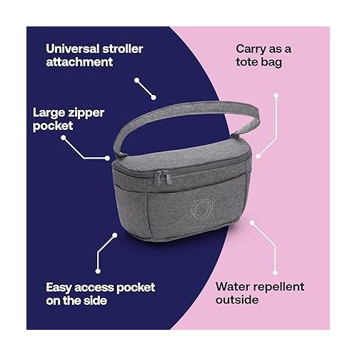  Bugaboo Organizer - Compact Size Multipocket Diaper Bag - Universal Compatible with Any Stroller - Attaches to the Handlebar (Grey Melange)