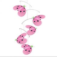 Bugs-n-Blooms Ladybug Mobile Green Pink Shimmer Nylon Mesh Ladybugs Mobiles Decorations Decorate Baby...