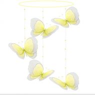 Bugs-n-Blooms Butterfly Mobile Yellow Multi-Layered Spiral Nylon Mesh Butterflies Mobiles Decorations Decorate...
