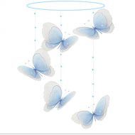 Bugs-n-Blooms Butterfly Mobile Blue Multi-Layered Spiral Nylon Mesh Butterflies Mobiles Decorations Decorate Baby Nursery Bedroom Girls Room Ceiling Decor Birthday Party Baby Shower Baby Crib Ha
