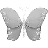 Bugs-n-Blooms Hanging Butterfly Medium 10 Dark Gray Grey Twinkle Nylon Butterflies Mesh Decorations Decorate Baby Nursery Bedroom Girls Room Ceiling Wall Decor Wedding Birthday Party Baby Shower