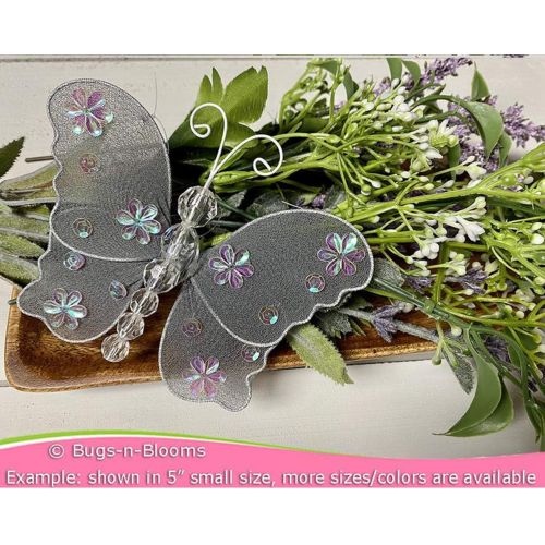  Bugs-n-Blooms Hanging Butterfly Medium 10 Dark Gray Grey Twinkle Nylon Butterflies Mesh Decorations Decorate Baby Nursery Bedroom Girls Room Ceiling Wall Decor Wedding Birthday Party Baby Shower