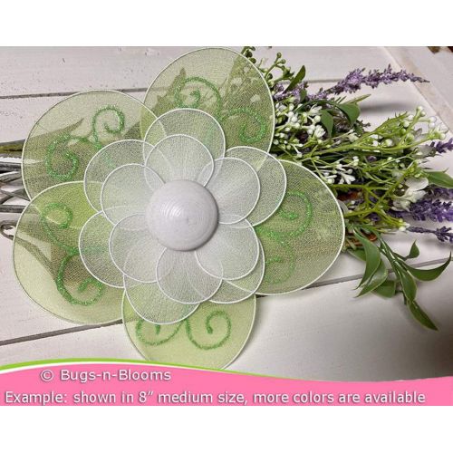  Bugs-n-Blooms Hanging Flower Medium 8 Green Shimmer Nylon Mesh Flowers Decorations Decorate Baby Nursery Bedroom Girls Room Ceiling Wall Decor Birthday Party Bridal Baby Shower Bathroom Kids Chi