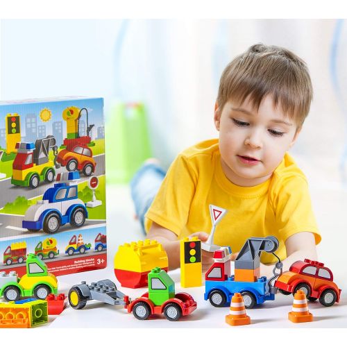  Build model Prextex 60 Pieces Build Your Own Toy Cars Set Building Blocks Building Bricks