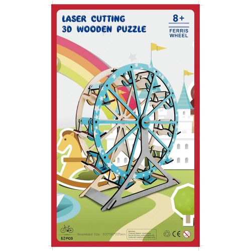  Build model BestPysanky 62 Pieces Ferris Wheel Model Kit - Wooden Laser-Cut 3D Puzzle