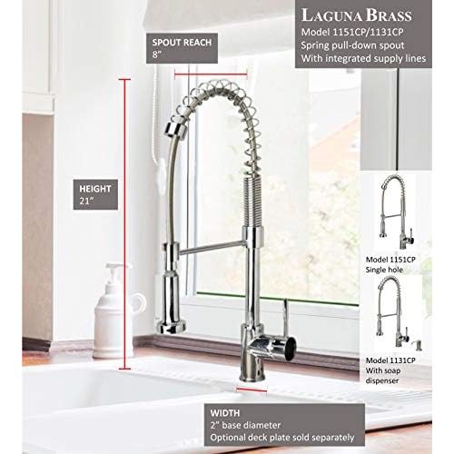  Builders Shoppe 1151CP 21 Single Handle Spring Pull-Down Kitchen Faucet Chrome Finish