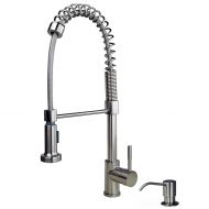Builders Shoppe 1131SS 21 Single Handle Spring Pull-Down Kitchen Faucet with Soap/Lotion Dispenser Stainless Steel Finish