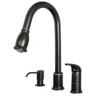 Builders Shoppe 1170TB 16 Single Handle Pull-Down Kitchen Sink Faucet with Soap Lotion Dispenser Oil Rubbed Bronze Finish