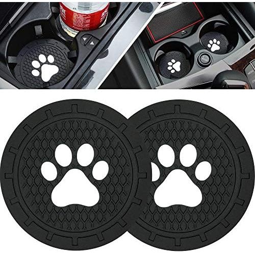  BukNikis Cup Holder Coasters-Car Interior Accessories 2.75 inch Silicone Anti Slip Dog Paw Car Coaster for Jeep Audi BMW Ford Mustang Cadillac Dodge Toyota-Universal (Pack of 2)