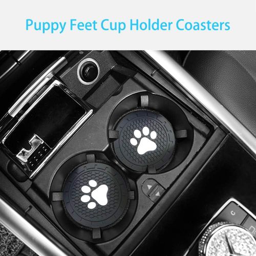  BukNikis Cup Holder Coasters-Car Interior Accessories 2.75 inch Silicone Anti Slip Dog Paw Car Coaster for Jeep Audi BMW Ford Mustang Cadillac Dodge Toyota-Universal (Pack of 2)