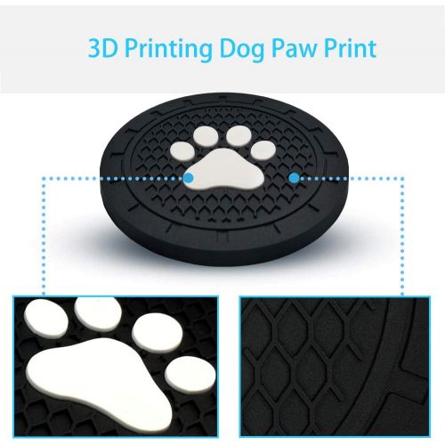  BukNikis Cup Holder Coasters-Car Interior Accessories 2.75 inch Silicone Anti Slip Dog Paw Car Coaster for Jeep Audi BMW Ford Mustang Cadillac Dodge Toyota-Universal (Pack of 2)