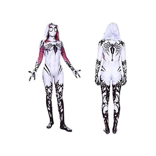  할로윈 용품Bulex Superhero Gwen Stacy Venom Costume Mask Cosplay Spider Zentai Jumpsuit Bodysuit Adults Kids