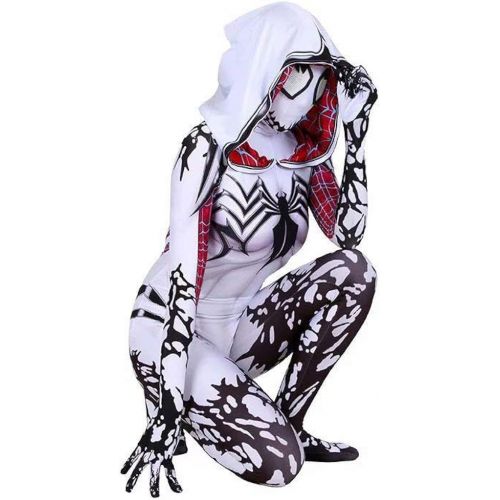  할로윈 용품Bulex Superhero Gwen Stacy Venom Costume Mask Cosplay Spider Zentai Jumpsuit Bodysuit Adults Kids