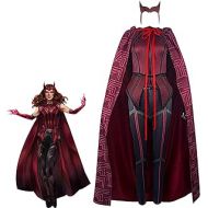 Bulex Wanda Maximoff Costume Cosplay Wanda Vision Scarlet Witch Cloak Top Headpiece Accessory Outfit