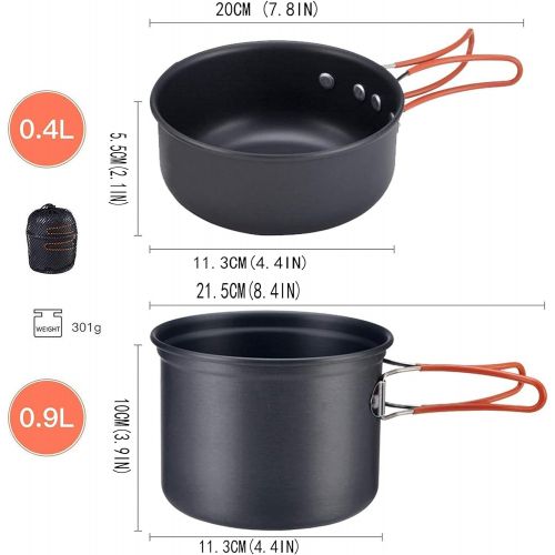  Bulin Camping Cookware Mess Kit, Nonstick Backpacking Cooking Set, Outdoor Cook Gear for Family Hiking, Picnic