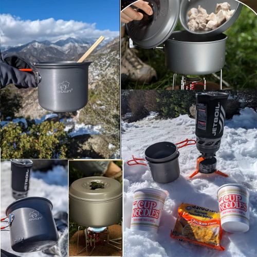  Bulin Camping Cookware Mess Kit, Nonstick Backpacking Cooking Set, Outdoor Cook Gear for Family Hiking, Picnic