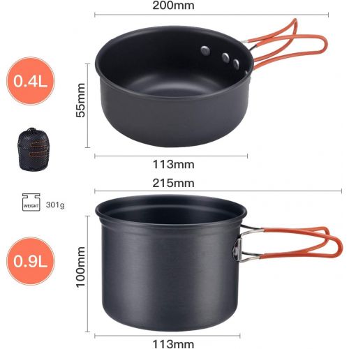  Bulin 27/13/11/8/3 PCS Camping Cookware Mess Kit Nonstick Lightweight Backpacking Cooking Set Outdoor Cook Gear for Family Hiking, Picnic(Kettle, Pot, Frying Pan, Bowls, Plates, Sp