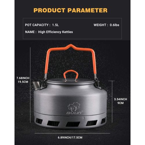  Bulin Camping Kettle 1.6L Aluminum Alloy Open Campfire Coffee Tea Pot Fast Heating Outdoor Gear Great for Boiling Water Ultralight Portable for Hiking Picnic Travel
