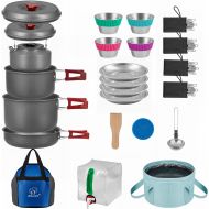 Bulin Camping Cookware Mess Kit Upgraded Version Nonstick Lightweight Backpacking Cooking Set Outdoor Cook Gear for Family Hiking Picnic
