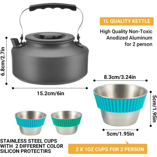  Bulin 24/12/9/4 Pcs Camping Cookware Mess Kit Nonstick Backpacking Cooking Set Lightweight CookwareSets Outdoor Cook Gear for Family Hiking Picnic