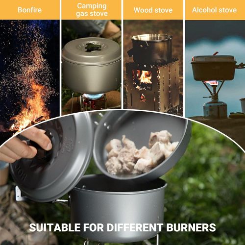  Bulin Camping Cooking Set 37/24/20/17/12/9/4 PCS Camping Cookware Mess Kit Backpacking Cooking Set Lightweight Camp Cookware Set for Hiking Picnic(Kettle, Pots, Frying Pan, Bowls,