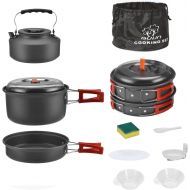 Bulin Camping Cooking Set 37/24/20/17/12/9/4 PCS Camping Cookware Mess Kit Backpacking Cooking Set Lightweight Camp Cookware Set for Hiking Picnic(Kettle, Pots, Frying Pan, Bowls,