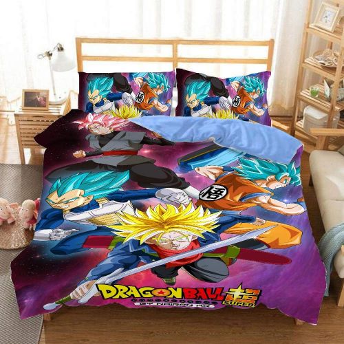  Bulk 3D Dragonball Z Goku Duvet Cover Set/Bedding for Teen Boys, Super Saiyan Pattern 3PCS 1 Duvet Cover+2 Pillow Shams (Comforter not Included)