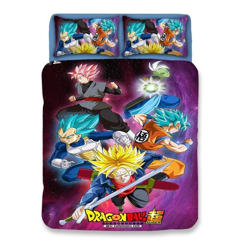  Bulk 3D Dragonball Z Goku Duvet Cover Set/Bedding for Teen Boys, Super Saiyan Pattern 3PCS 1 Duvet Cover+2 Pillow Shams (Comforter not Included)