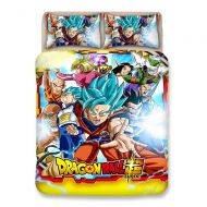 Bulk 3D Dragonball Z Goku Cotton Duvet Cover Set/Bedding for Teen Boys, Super Saiyan Pattern with Zipper Ties 3PCS 1 Duvet Cover+2 Pillow Shams