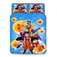 Bulk 3 Pcs Dragonball Z Goku Print Duvet Cover Set with Two Pillow Cases, 3D Super Saiyan Pattern Boy, Childrens Room Bedding Set, Comforter Cover Boy, Childrens Room