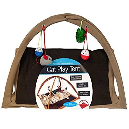  bulk buys Fleece Cat Play Tent with Dangle Toys - Pack of 1