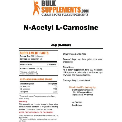  BulkSupplements Bulksupplements N-Acetyl L-Carnosine Powder (25 grams)