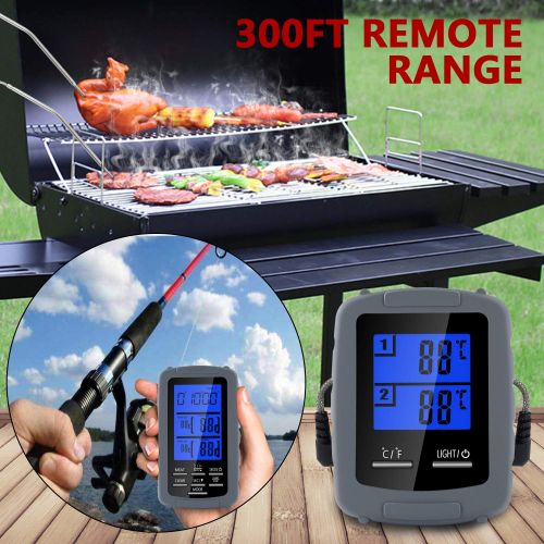  Bullker Wireless Digital Remote Meat Thermometer Dual Probe for Grilling Smoker BBQ Food Thermometer,The Best Wireless Accessories for Safe Remote Grilling, Kitchen Cooking, Smoker